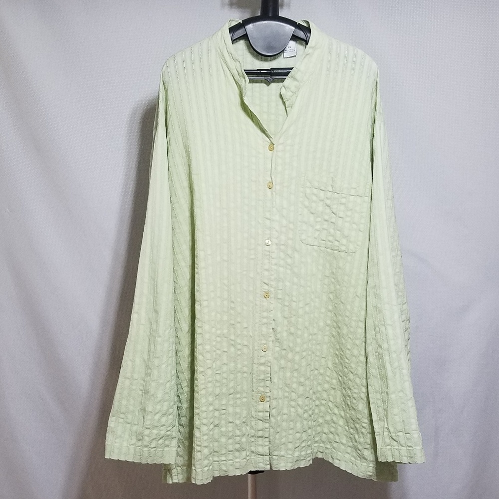 White Mountain Traders Plus Size Green Dress Shirt